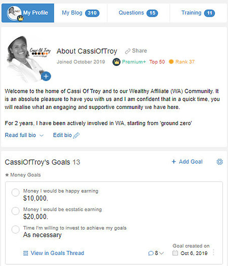 Cassi Of Troy Wealthy Affiliate Profile